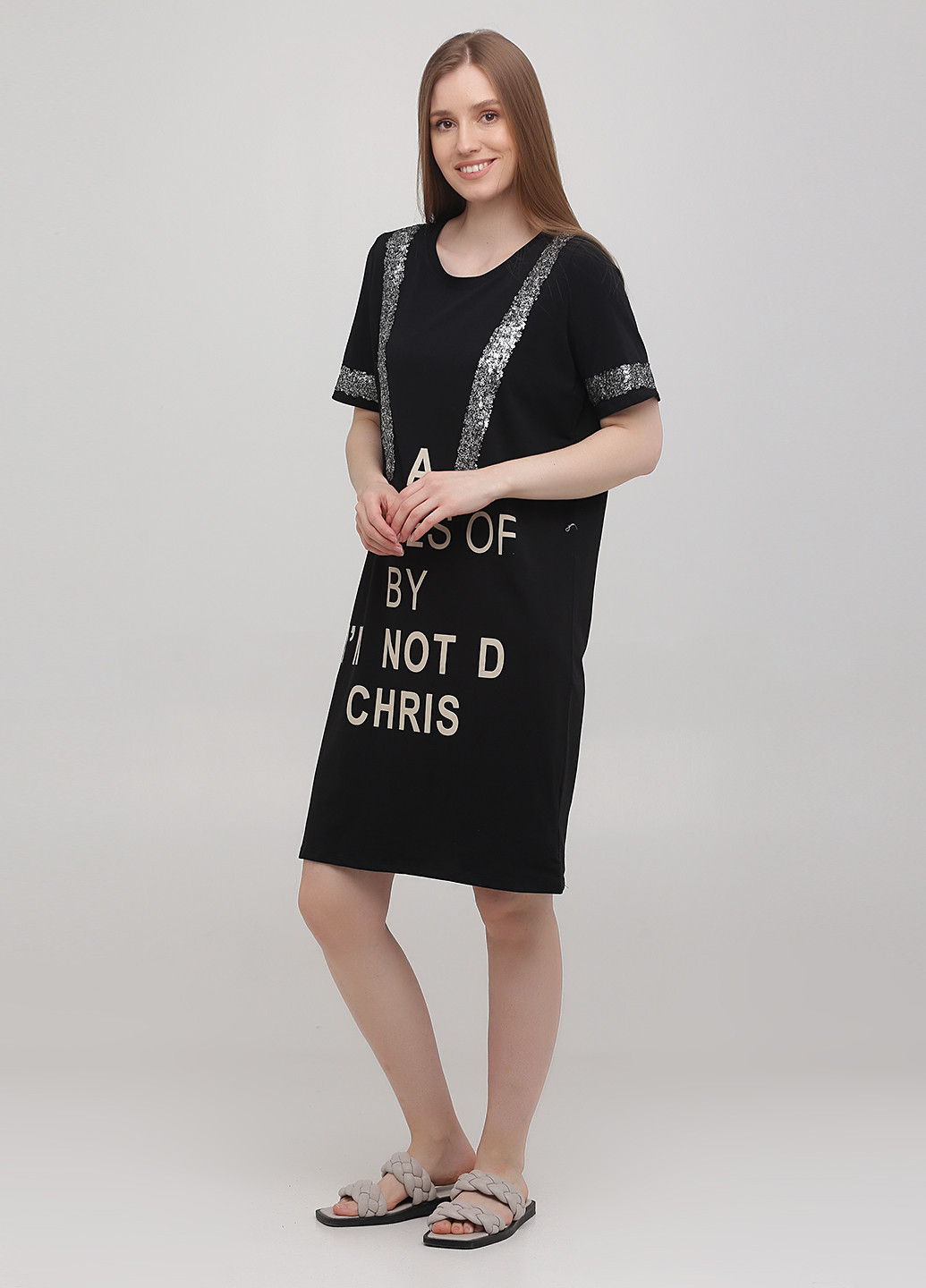 Чорна кежуал сукня сукня-футболка Monte Cervino з написами