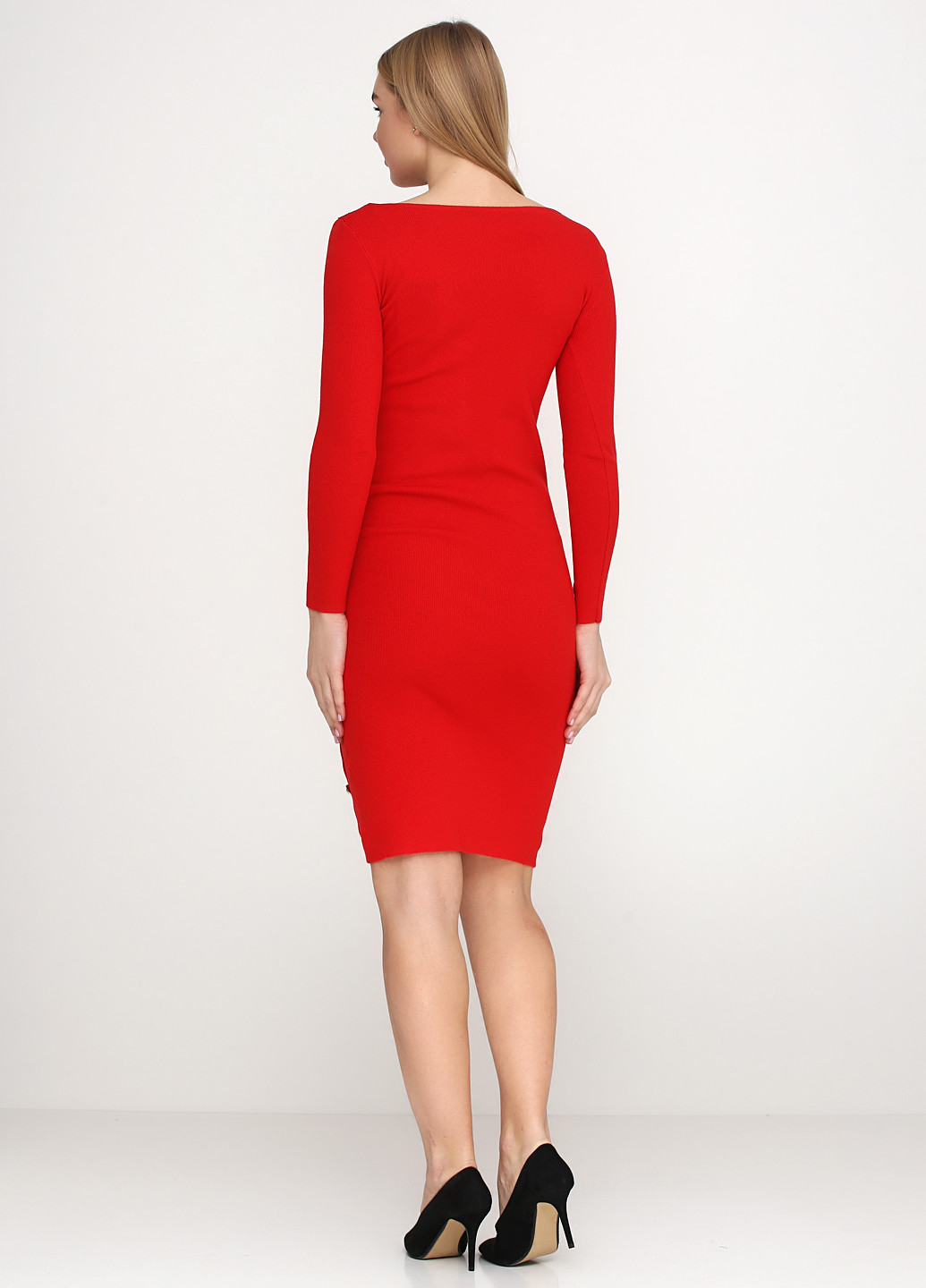 Червона кежуал сукня з довгим рукавом Yes Style однотонна