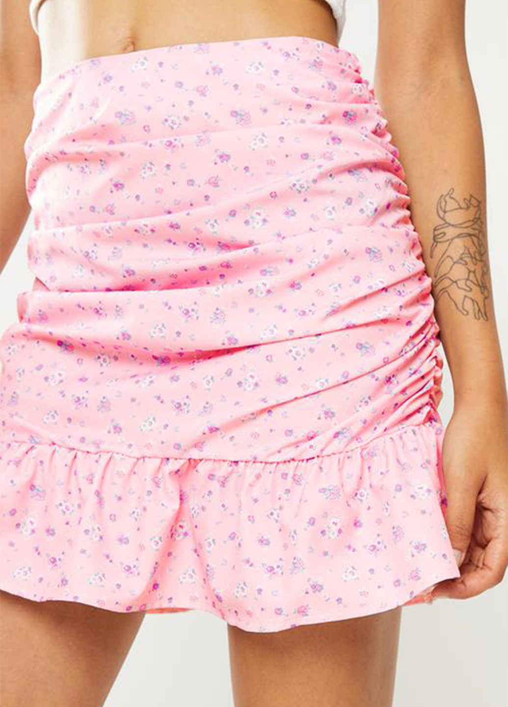 Розовая кэжуал цветочной расцветки юбка Missguided а-силуэта (трапеция)