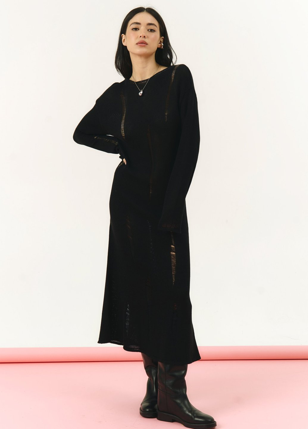 Чорна кежуал сукня сукня светр Gepur однотонна
