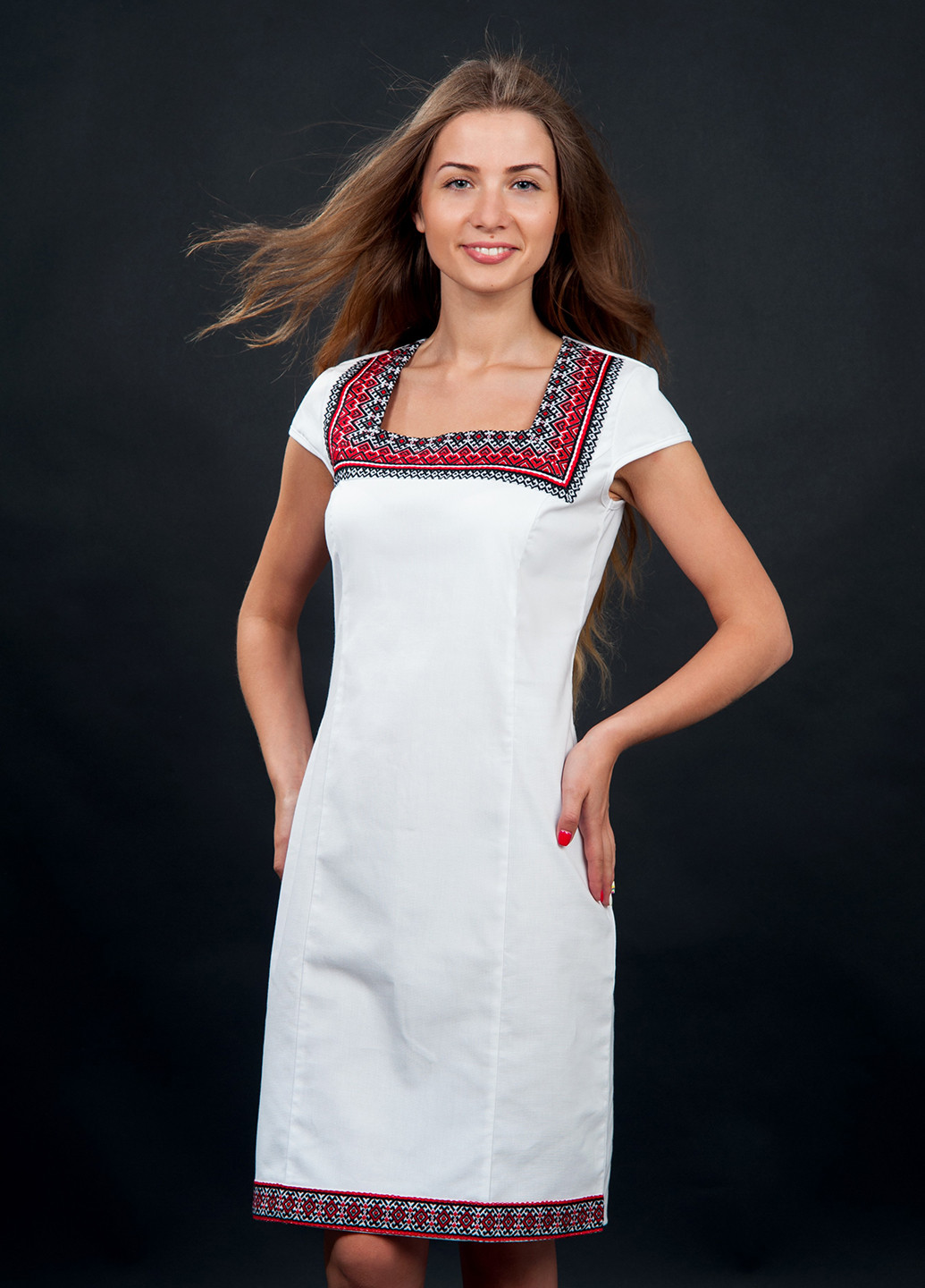 Білий кежуал сукня, сукня Vyshyvanka