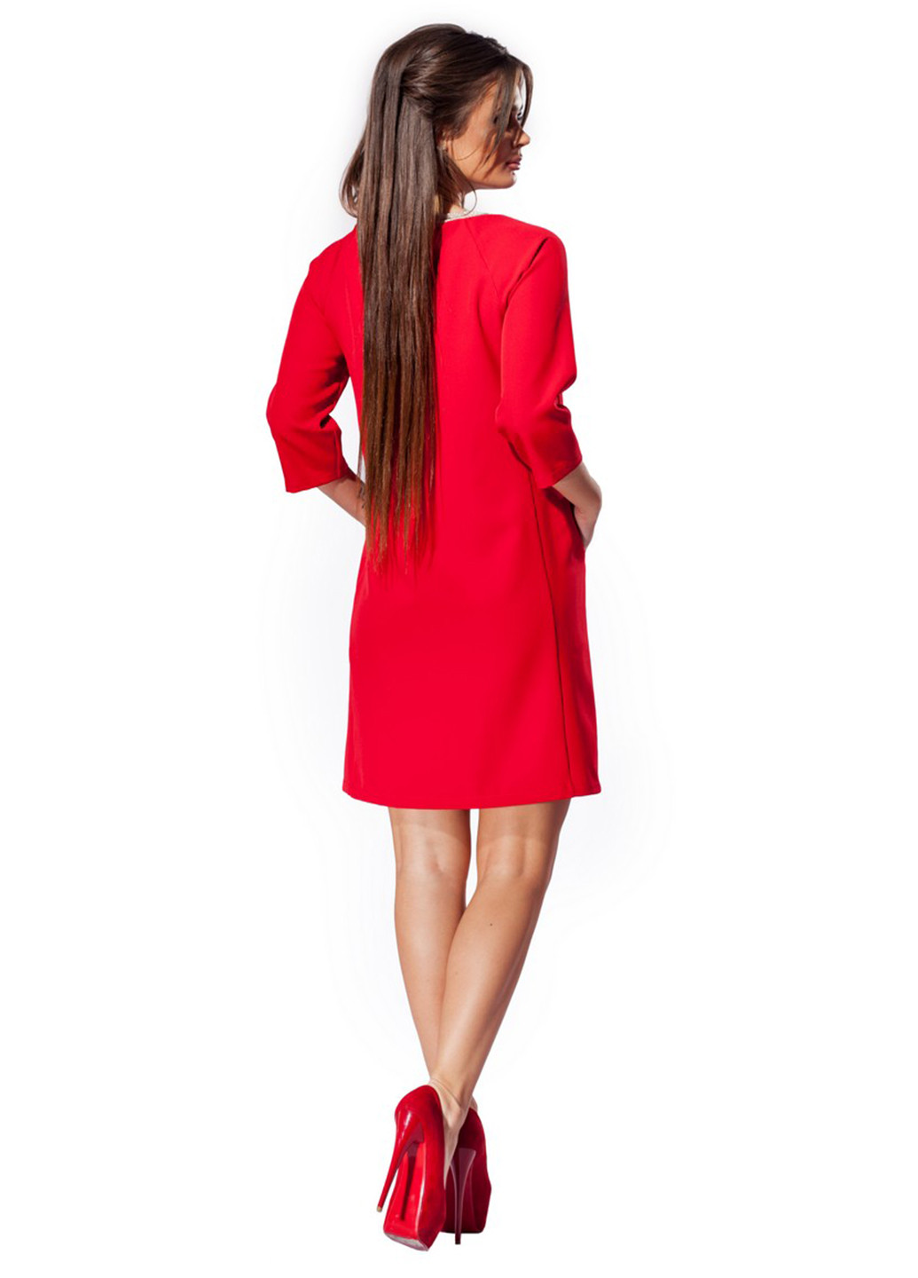 Красное кэжуал платье а-силуэт Modna Anka однотонное