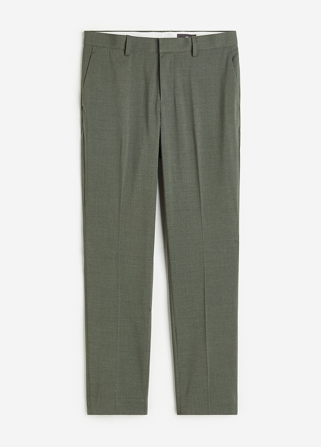 Серо-зеленые классические, кэжуал демисезонные прямые брюки H&M