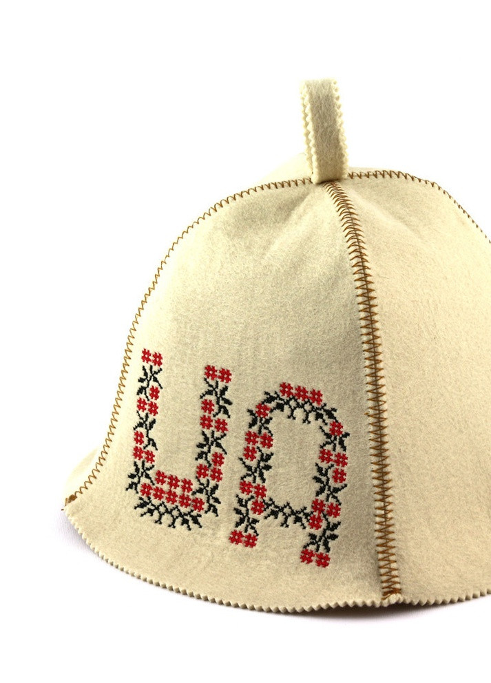 Банна шапка "UA", штучне хутро, білий (LA-358) Luxyart (252611479)