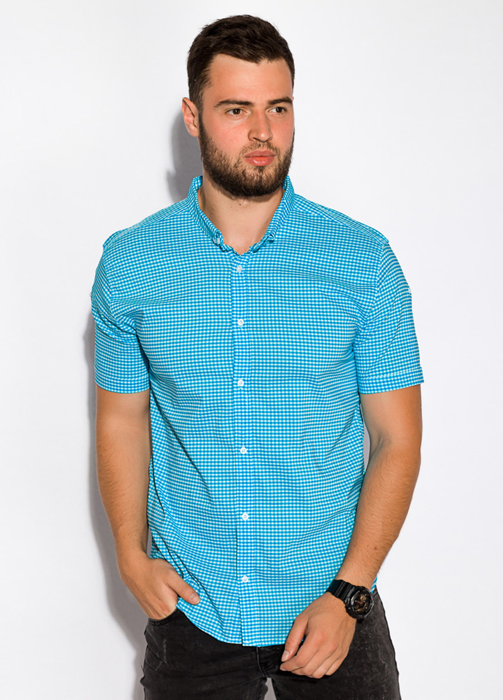 Голубой кэжуал рубашка в клетку Time of Style