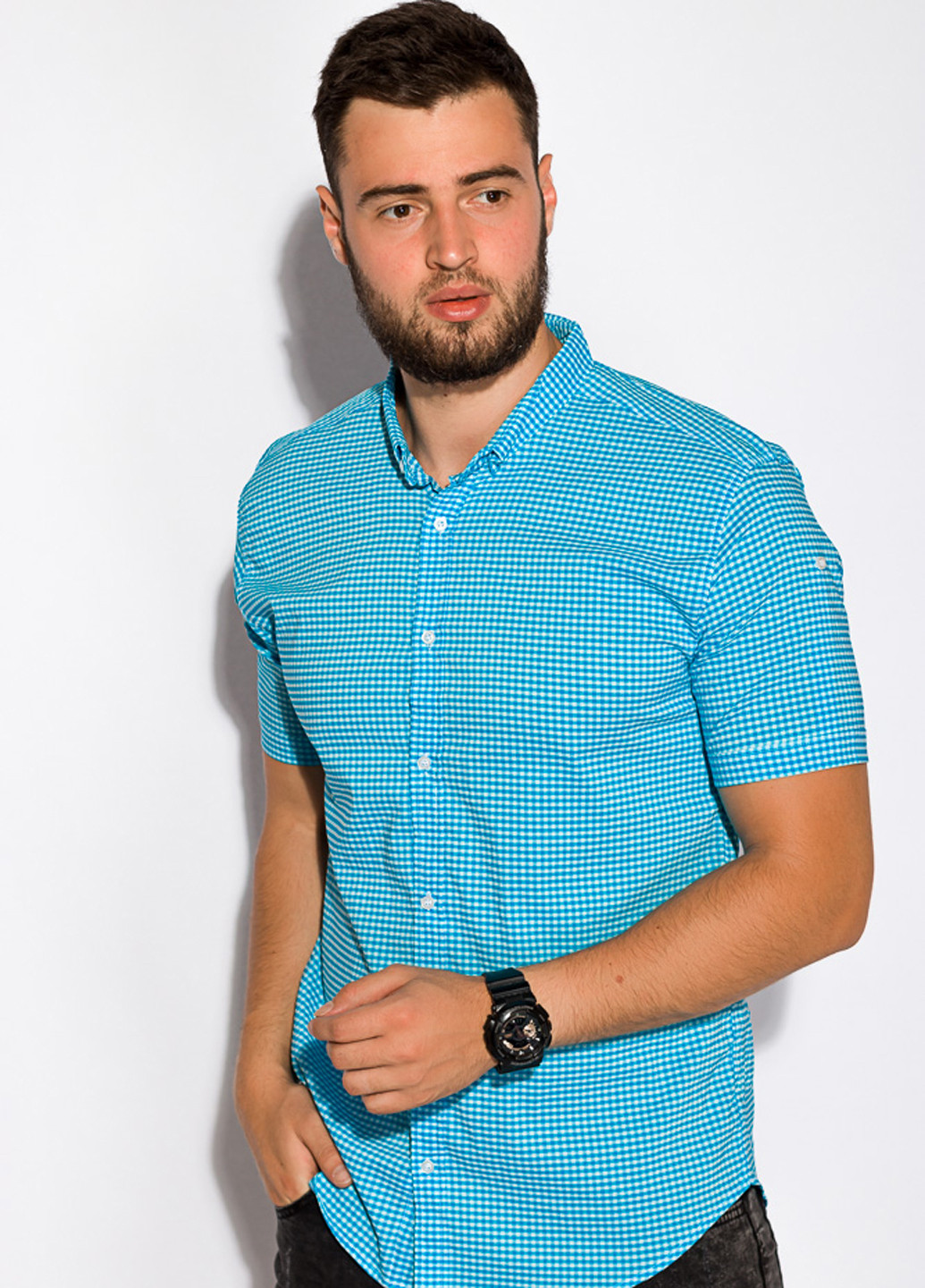 Голубой кэжуал рубашка в клетку Time of Style