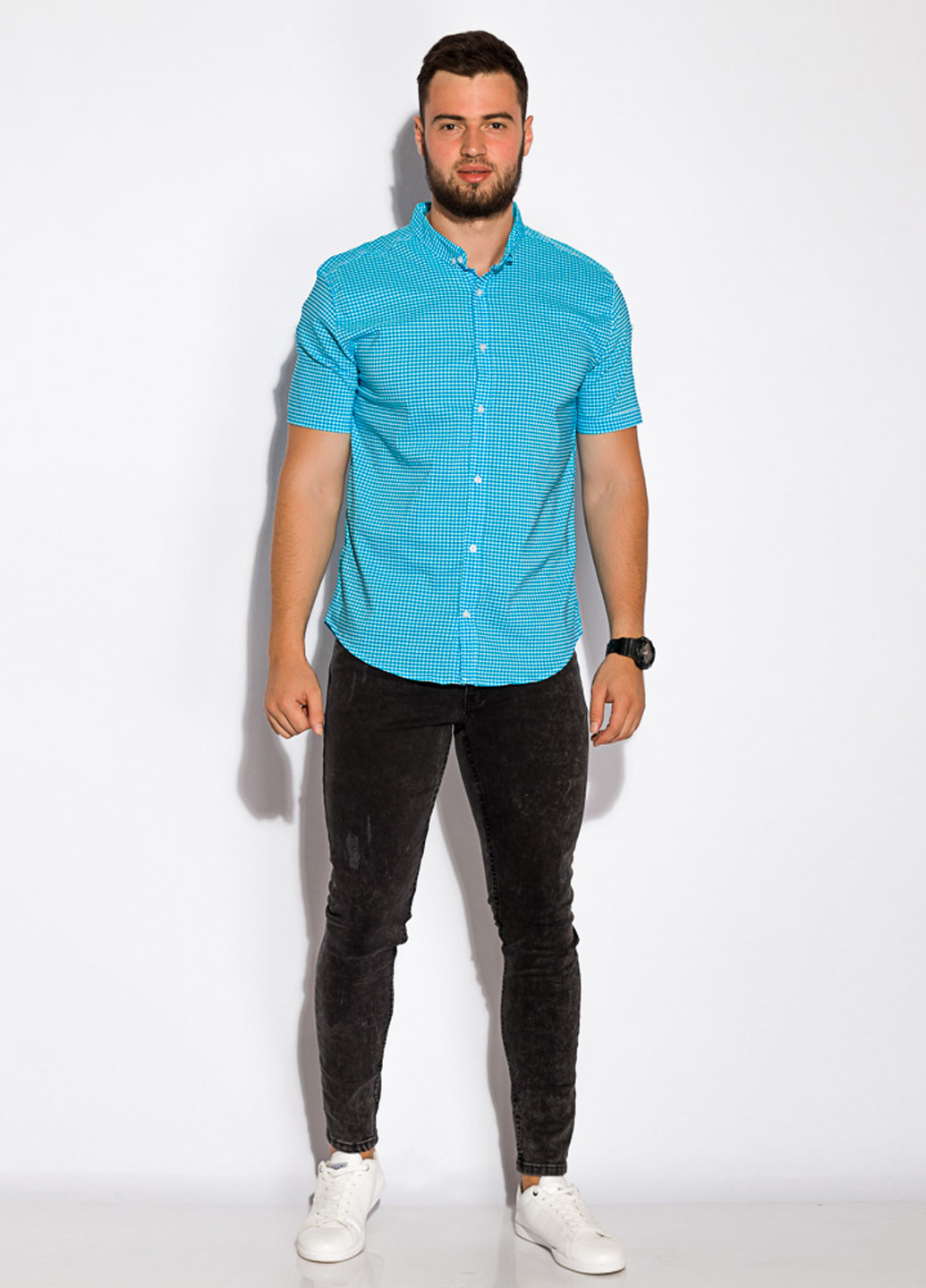 Голубой кэжуал рубашка в клетку Time of Style