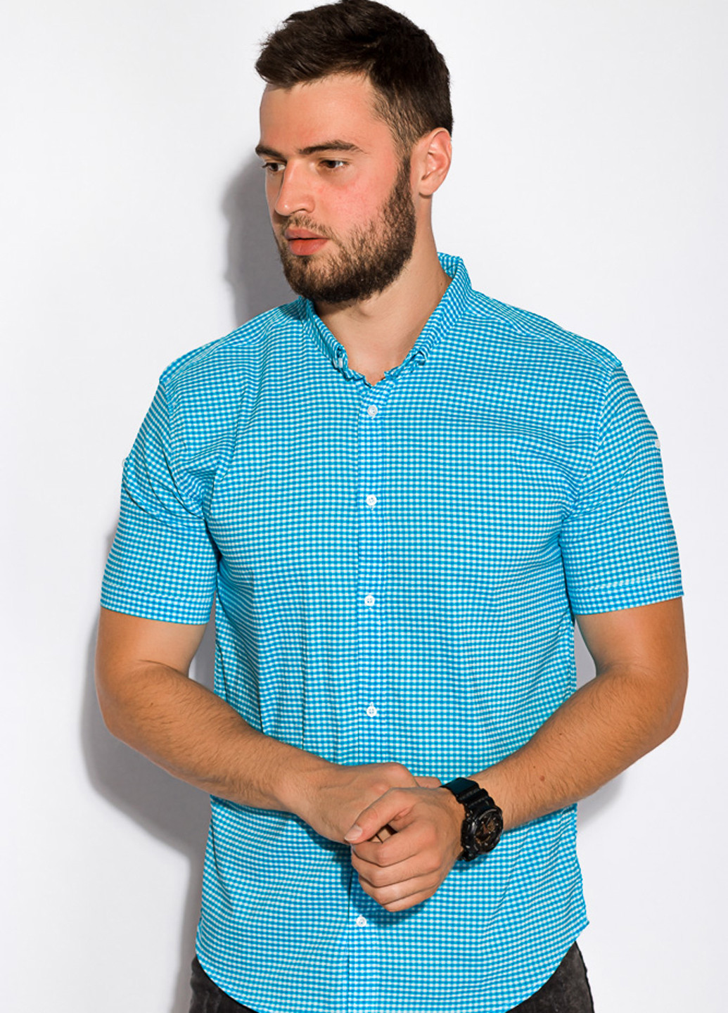 Голубой кэжуал рубашка в клетку Time of Style