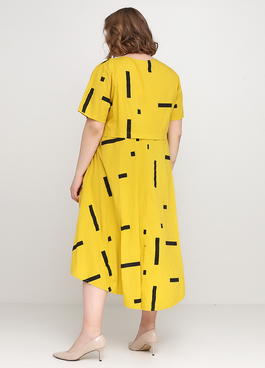Желтое кэжуал платье New Colection с рисунком