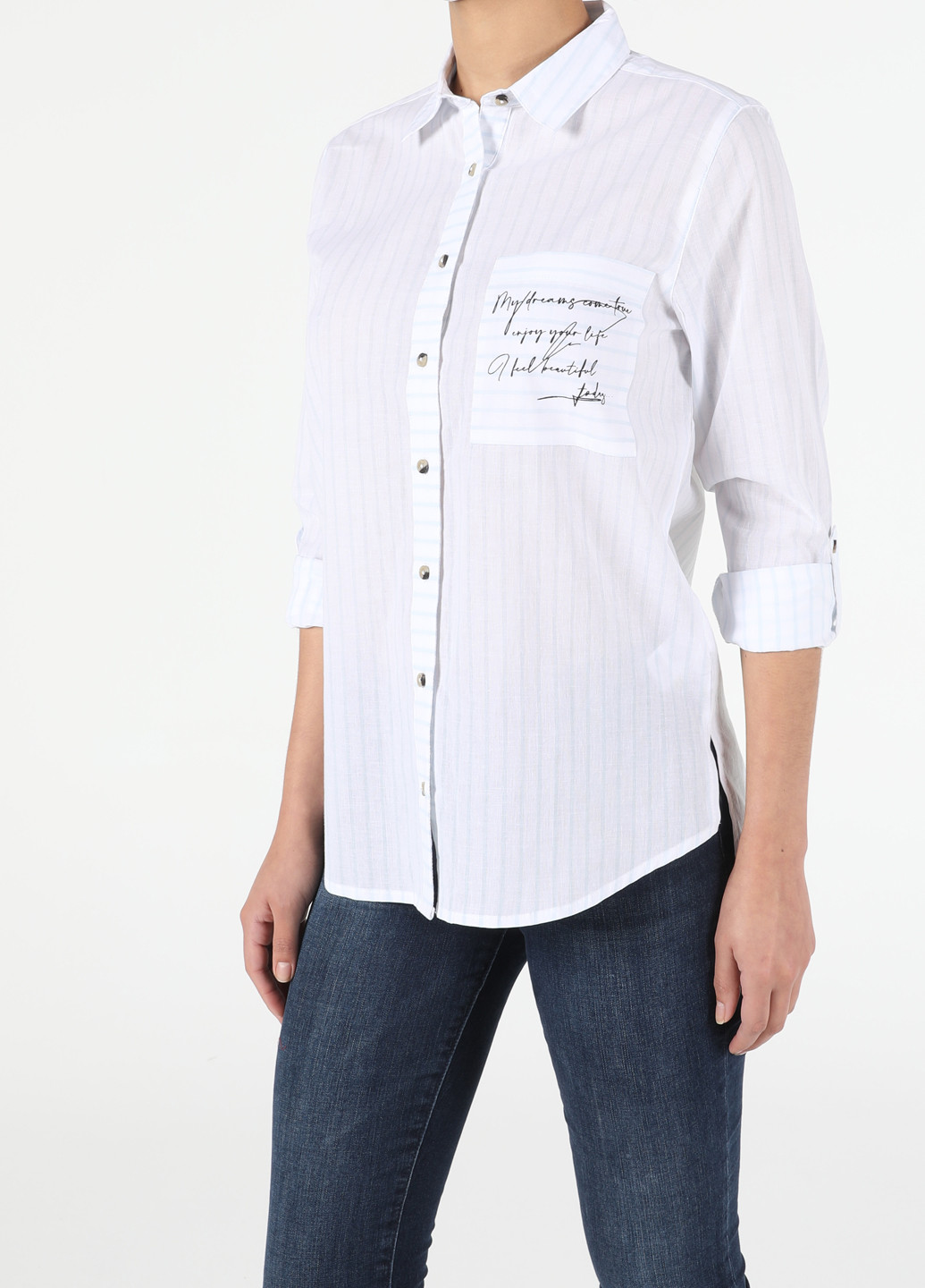 Белая кэжуал рубашка с надписями Colin's