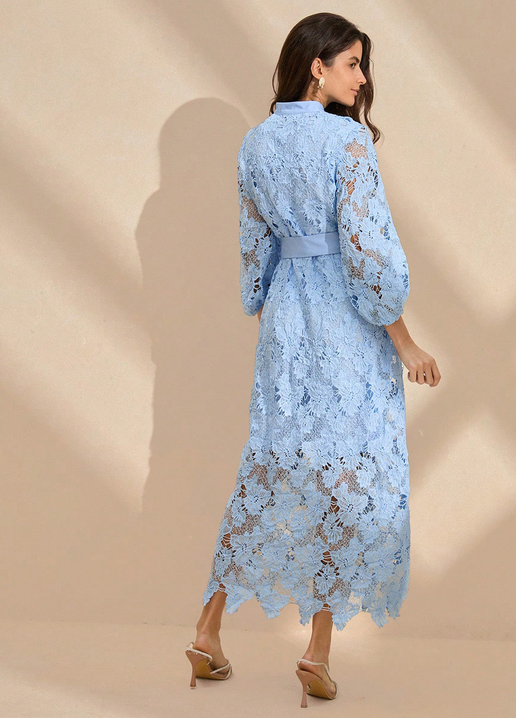 Голубое праздничный, вечернее, кэжуал платье а-силуэт SHEIN с цветочным принтом