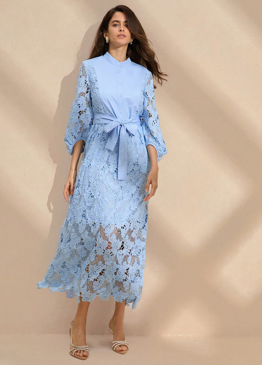 Голубое праздничный, вечернее, кэжуал платье а-силуэт SHEIN с цветочным принтом