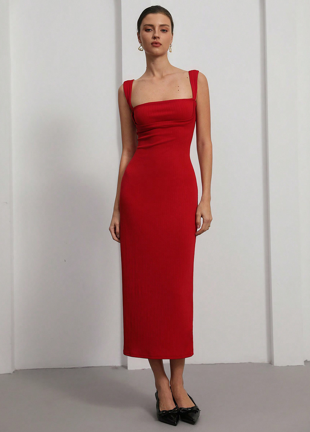 Червона кежуал сукня SHEIN однотонна