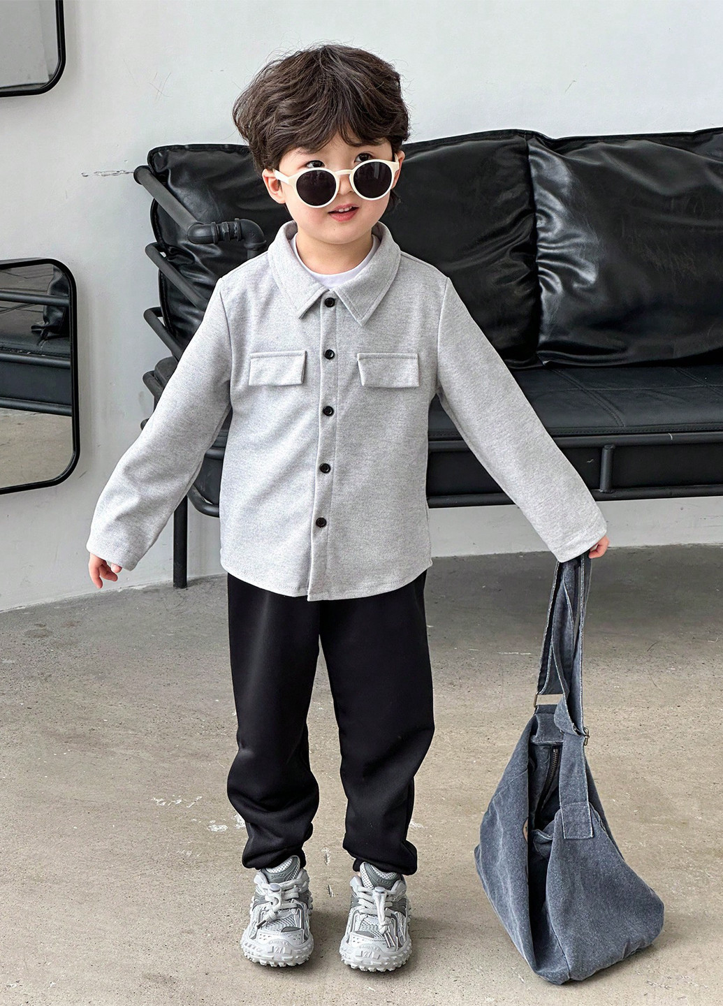 Комбінований демісезонний костюм (сорочка, штани) брючний, з сорочкою SHEIN