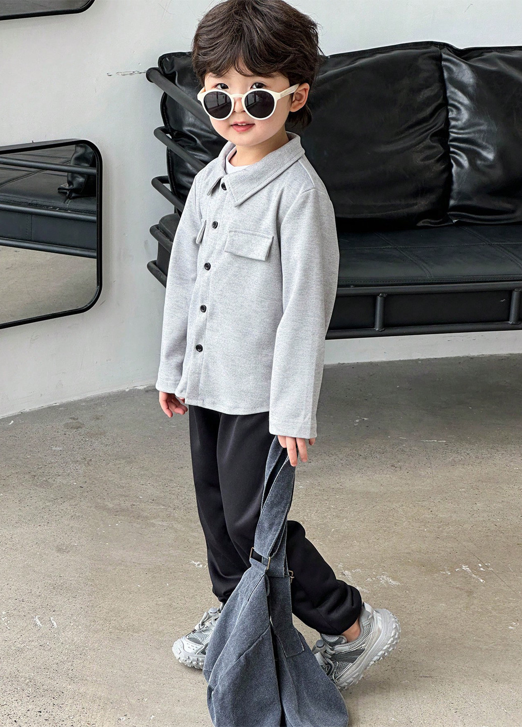 Комбінований демісезонний костюм (сорочка, штани) брючний, з сорочкою SHEIN