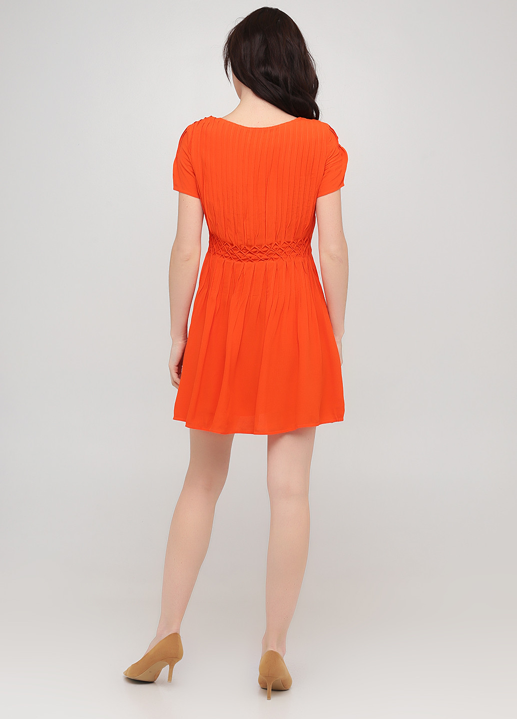 Оранжевое кэжуал платье клеш Only однотонное