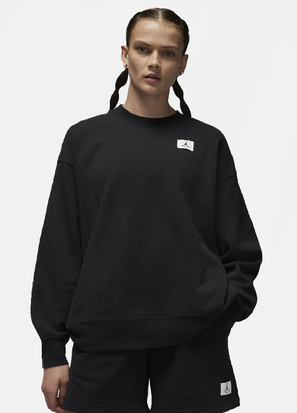 Черный свитшот dq4599-010 Jordan однотонный нашивки (313872987)