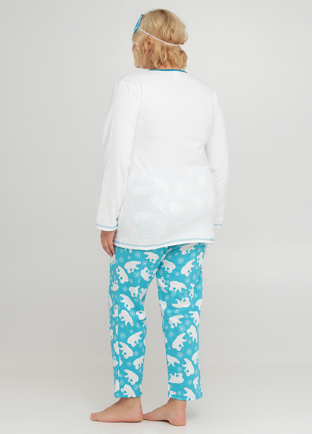 Бирюзовая всесезон пижама (лонгслив, брюки, маска) лонгслив + брюки Трикомир