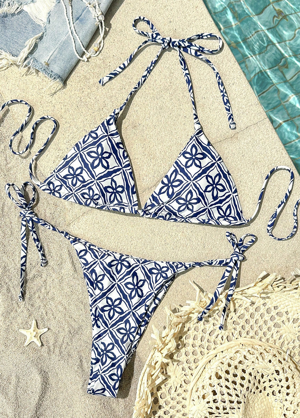 Комбинированный летний купальник (лиф, трусики) раздельный, бикини SHEIN