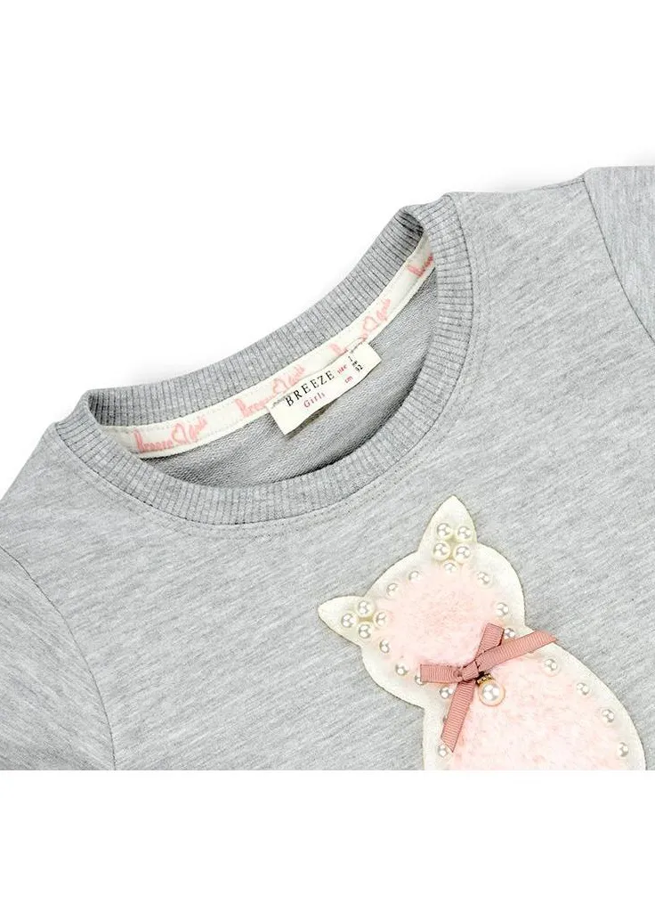 Кофта с котиком (11705-92G-gray) Breeze (202365044)
