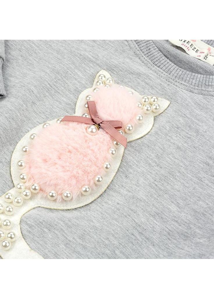 Кофта с котиком (11705-92G-gray) Breeze (202365044)