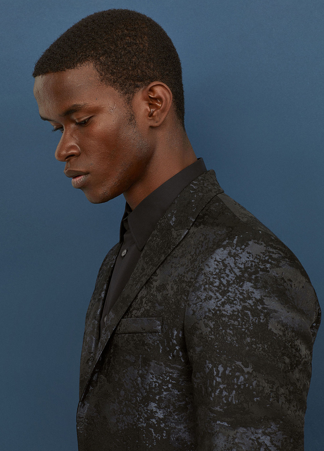 Піджак H&M абстрактний чорний діловий трикотаж, акрил, поліестер