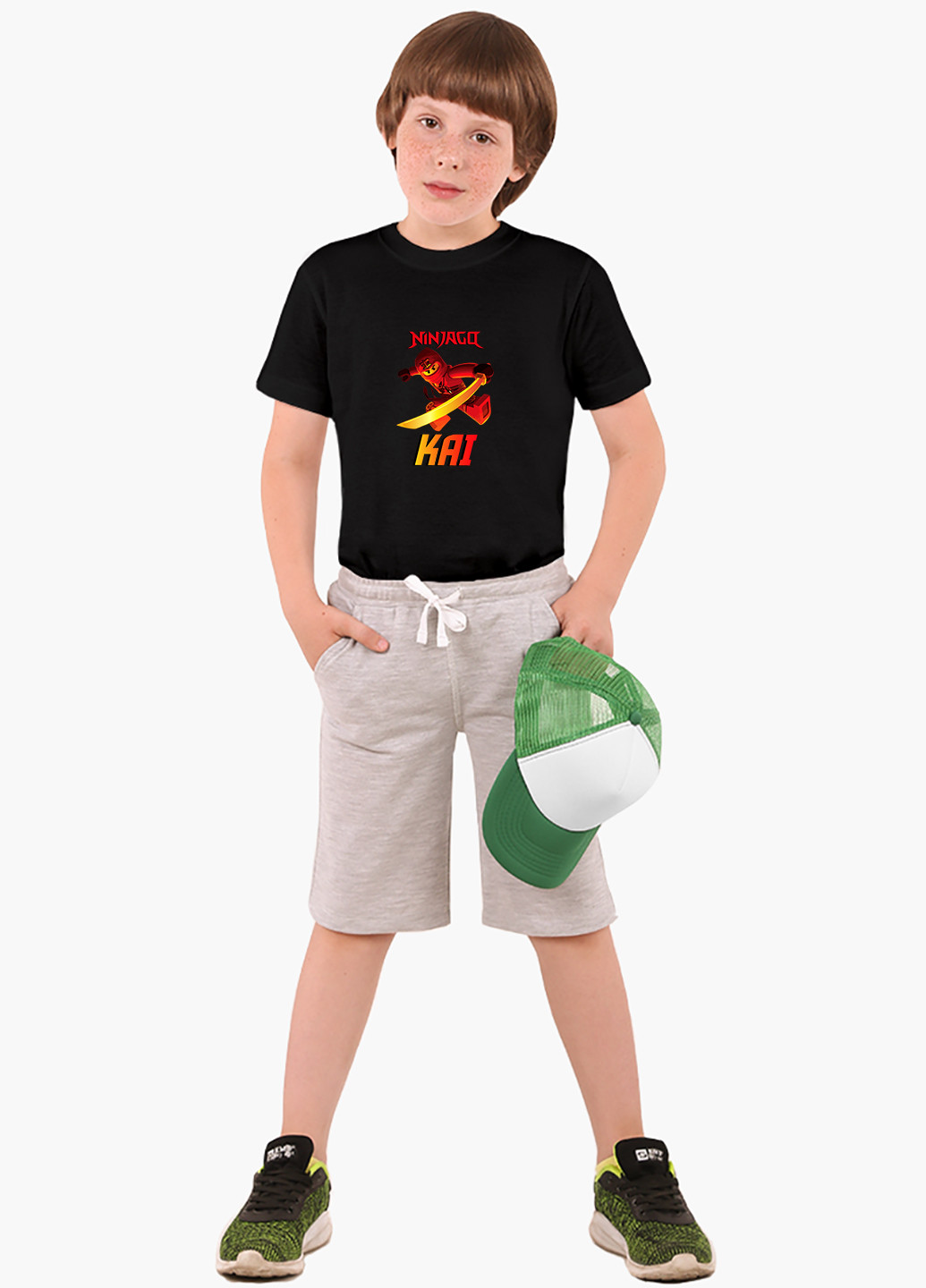 Чорна демісезонна футболка дитяча кай лего ніндзяго (kai lego ninjago masters of spinjitzu) (9224-2639) MobiPrint