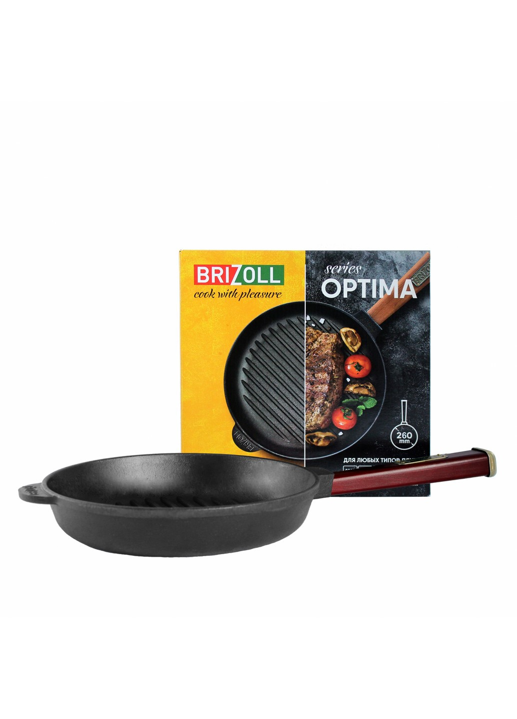 Чугунная сковорода гриль Optima-Bordo 260 х 40 мм Brizoll (255190722)