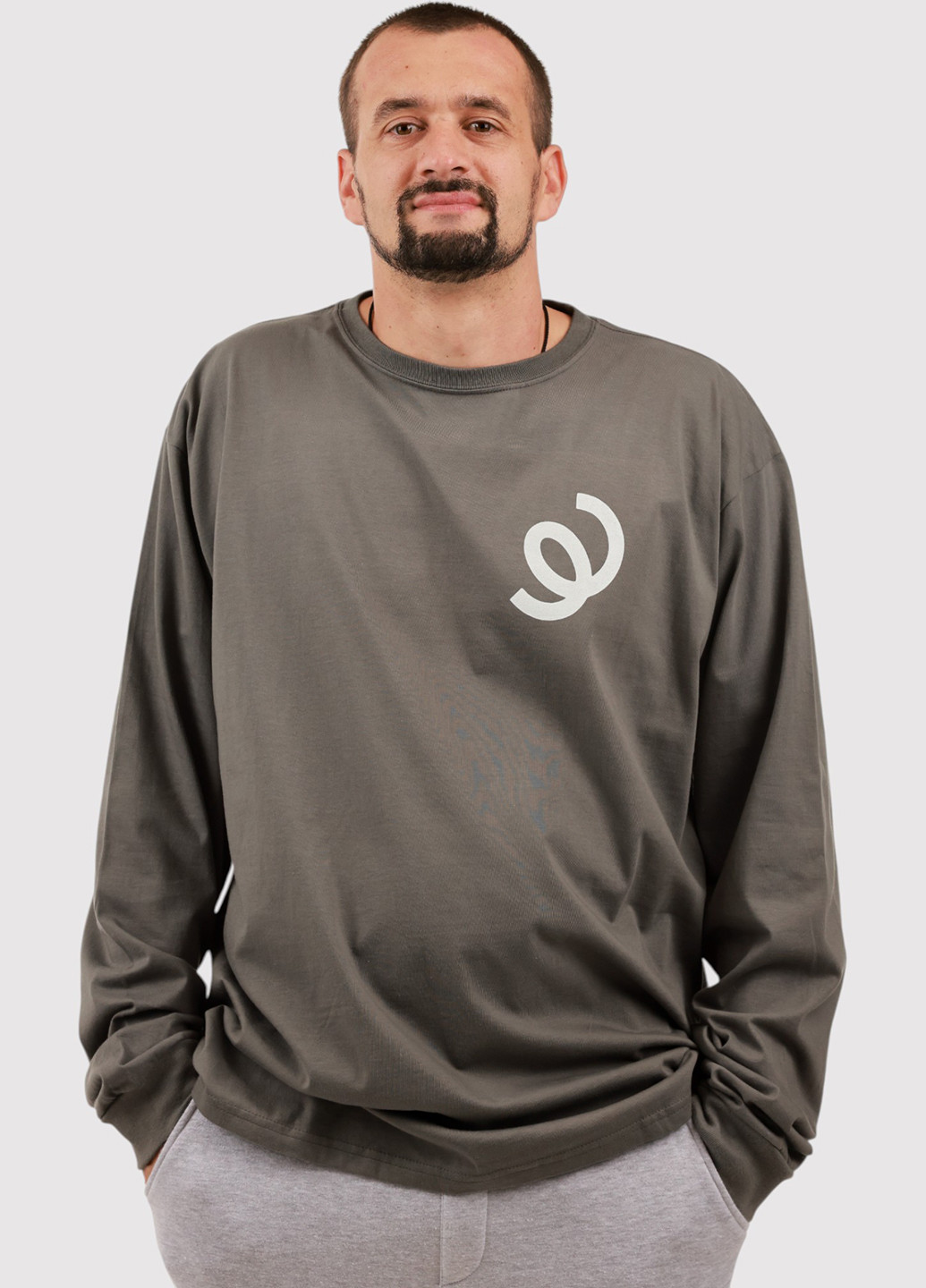 Лонгслів AS Colour малюнок сіро-зелений кежуали трикотаж, бавовна