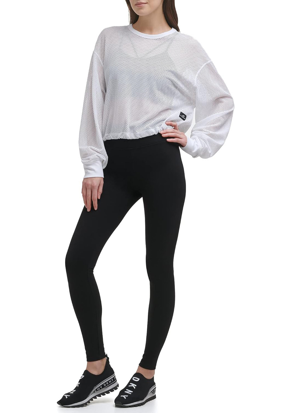 Белый лонгслив DKNY однотонный (300776997)