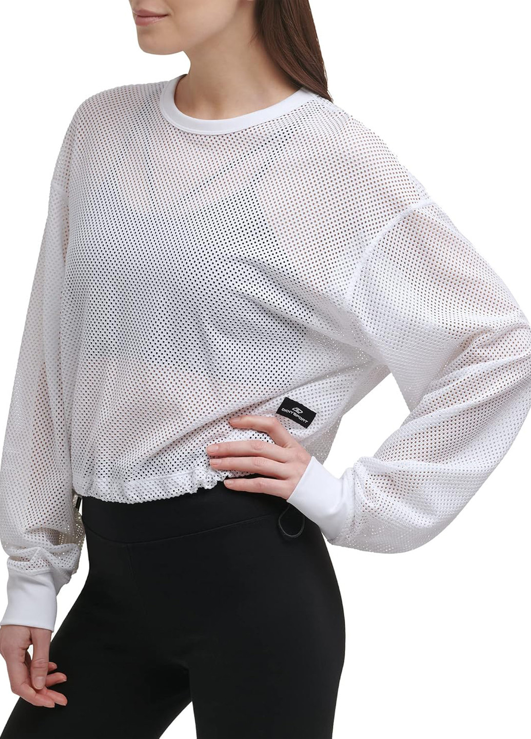 Белый лонгслив DKNY однотонный (300776997)