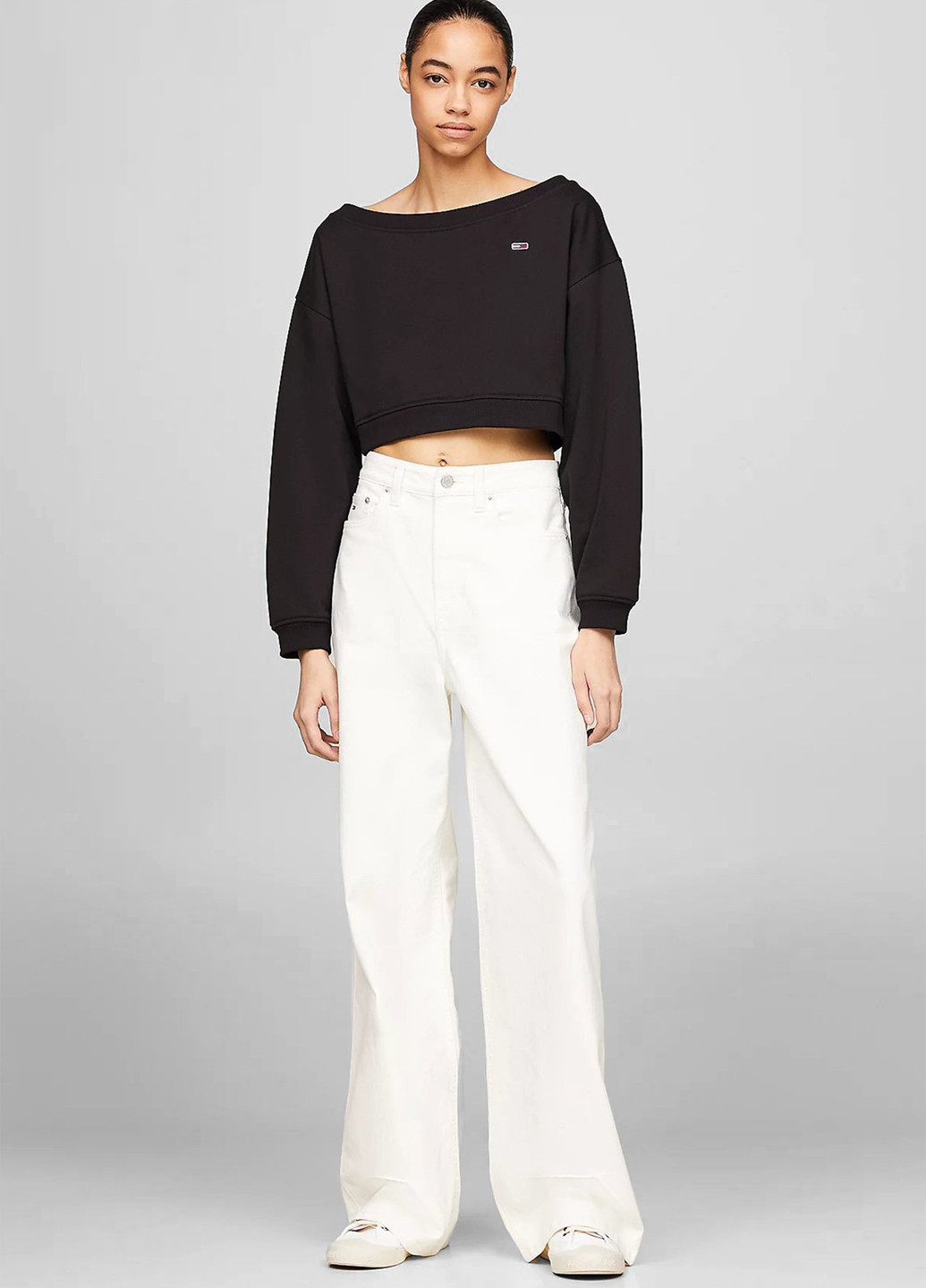 Чорний світшот Tommy Jeans однотонний вишивка (315066939)