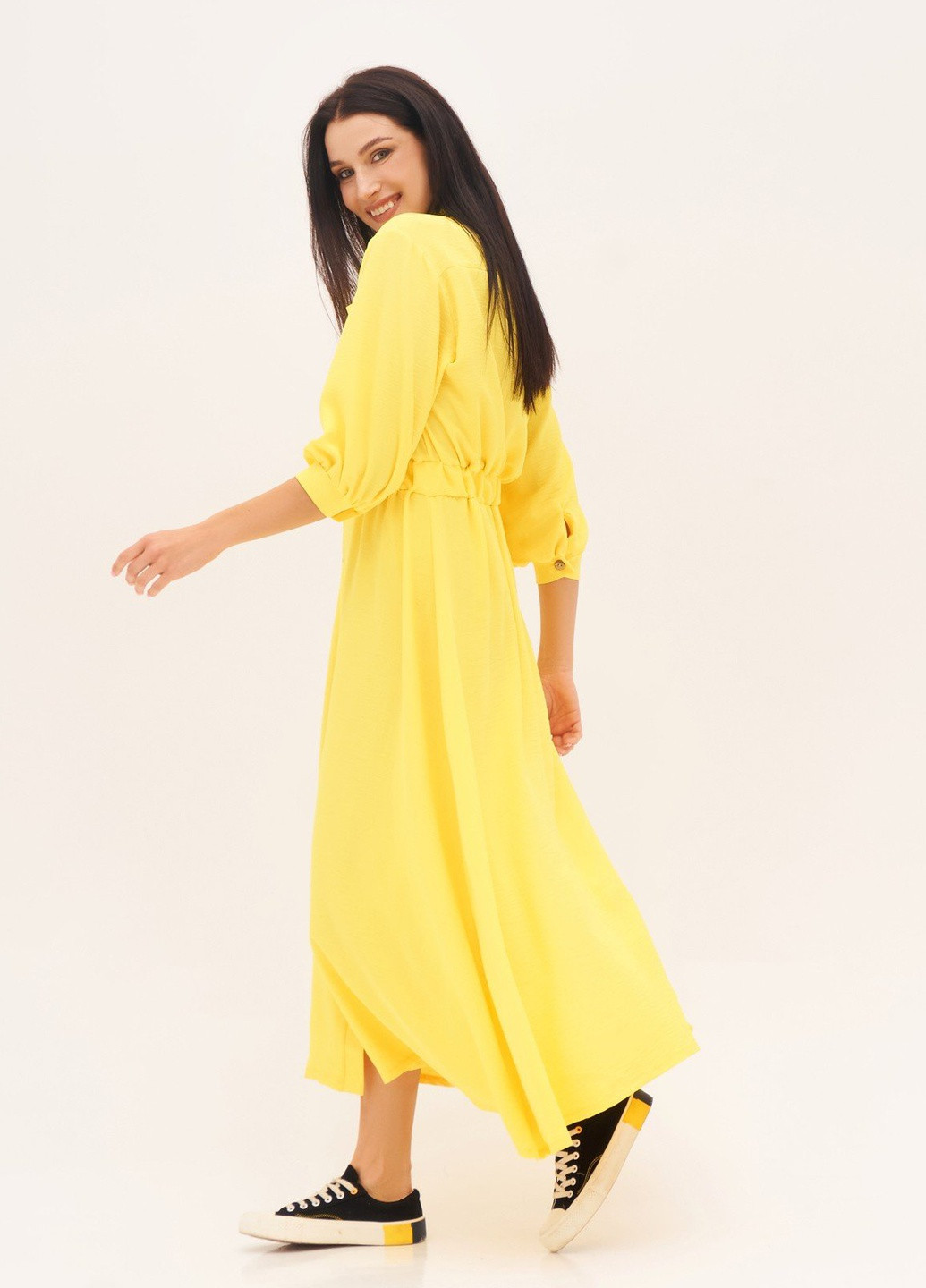 Жовтий повсякденний сукня сорочка ISSA PLUS однотонна