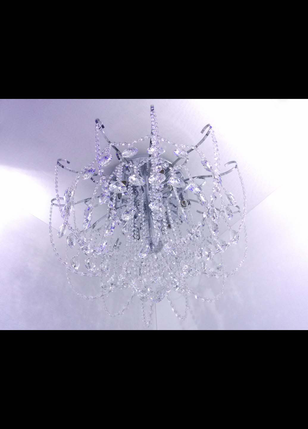 Люстра стельова кришталева з пультом 90080/8 Хром 49х63х63 см. Handmade (234539749)