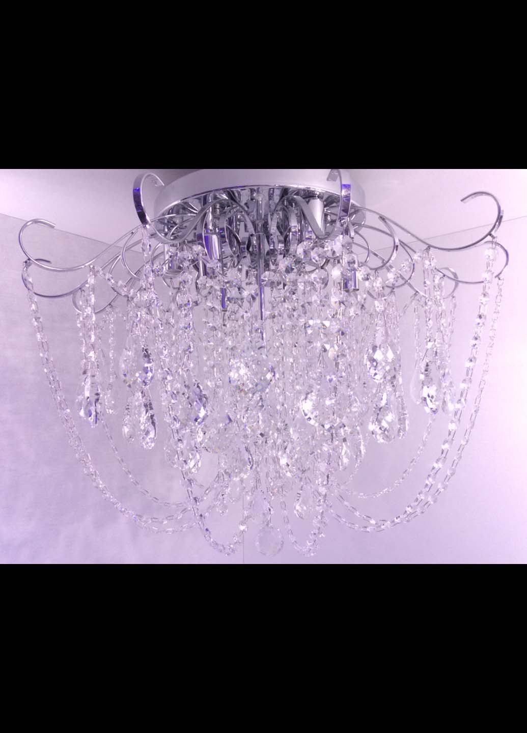 Люстра стельова кришталева з пультом 90080/8 Хром 49х63х63 см. Handmade (234539749)