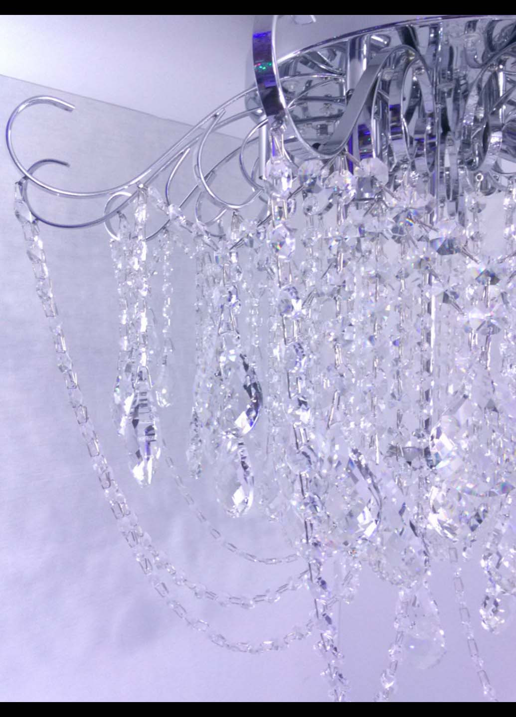 Люстра стельова кришталева з пультом 90080/8 Хром 49х63х63 см. Handmade (234539749)