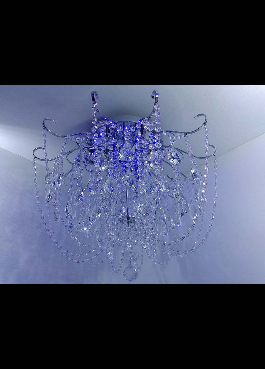 Люстра стельова кришталева з пультом 90080/8 Хром 49х63х63 см. Handmade (234539749)