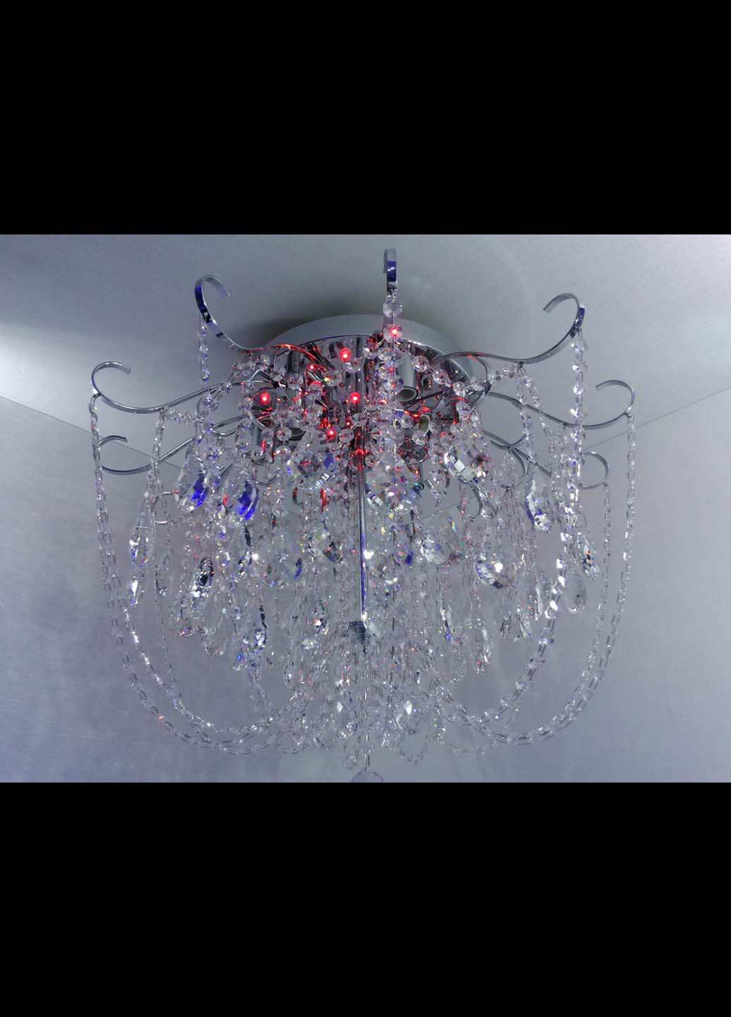 Люстра стельова кришталева з пультом 90080/8 Хром 49х63х63 см. Handmade (234539749)