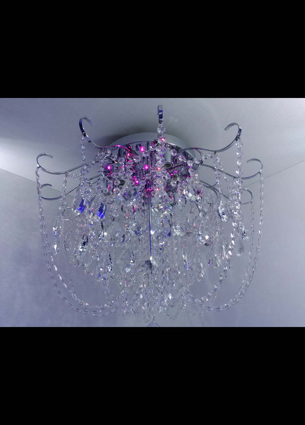 Люстра стельова кришталева з пультом 90080/8 Хром 49х63х63 см. Handmade (234539749)