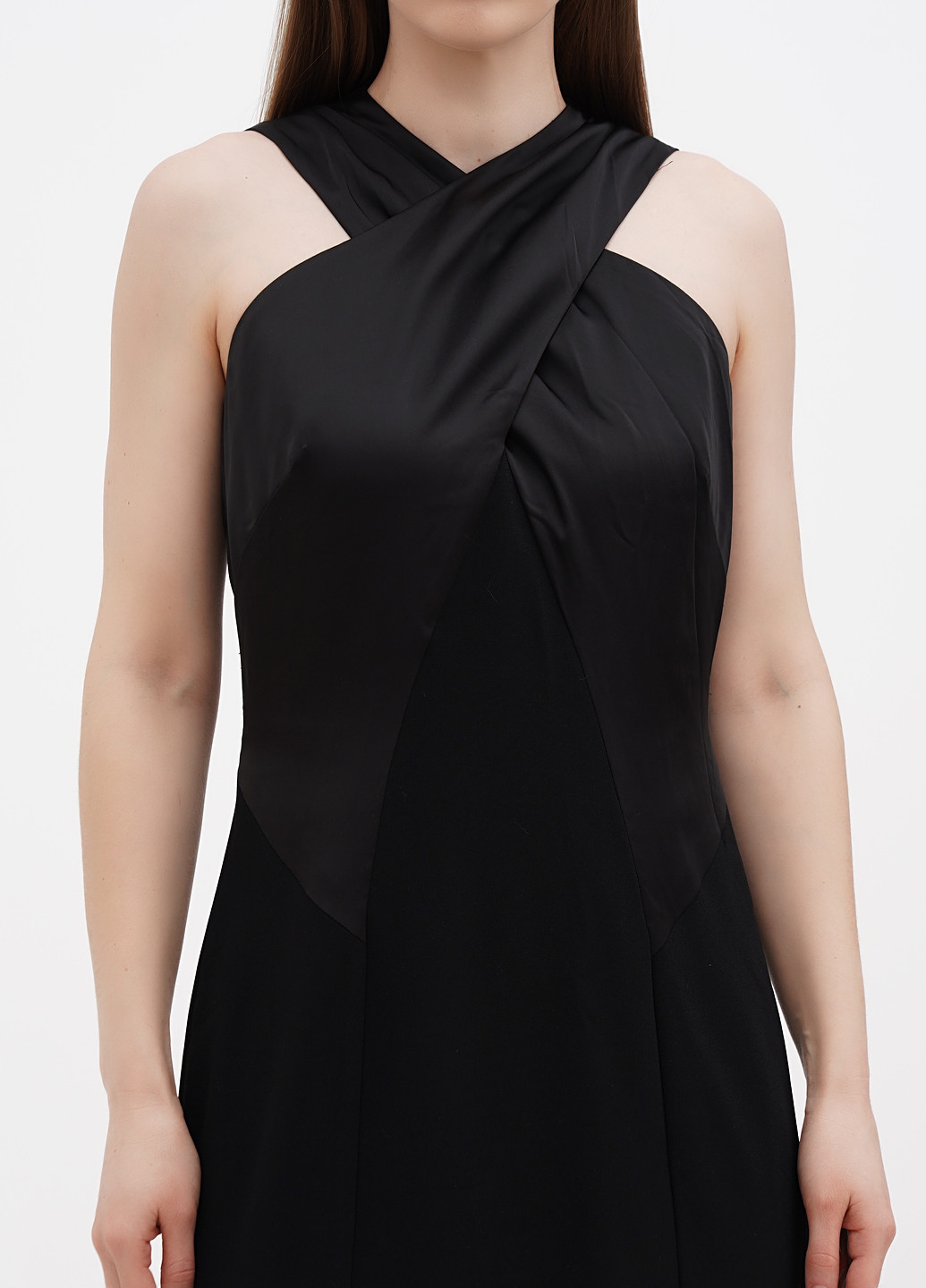 Черное кэжуал платье с открытыми плечами Ralph Lauren однотонное