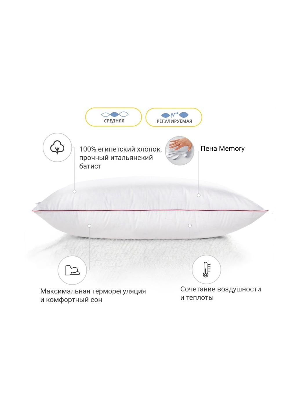 Подушка 1493 DeLuxe memory effekt Средняя 40х60 см (2200001539709) Mirson (254053739)