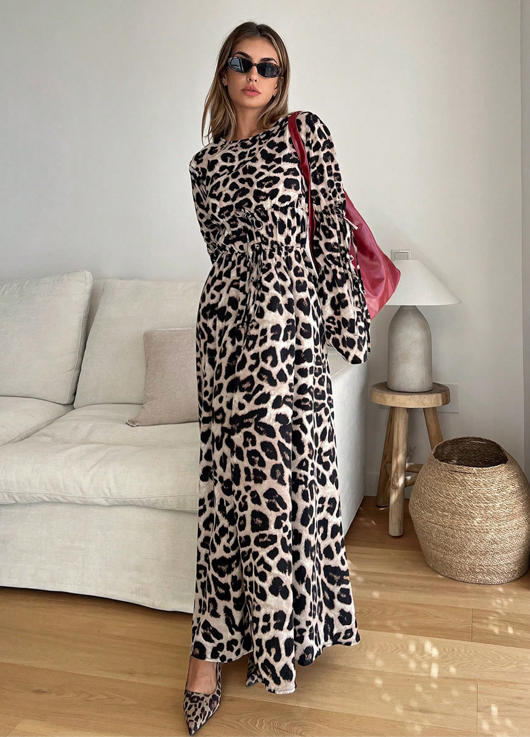Комбінована кежуал сукня кльош SHEIN леопардовий