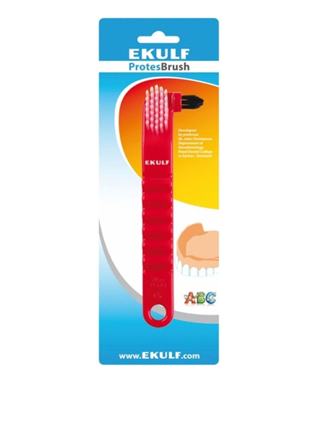Щетка для очистки зубных протезов Красная Ekulf (79994558)