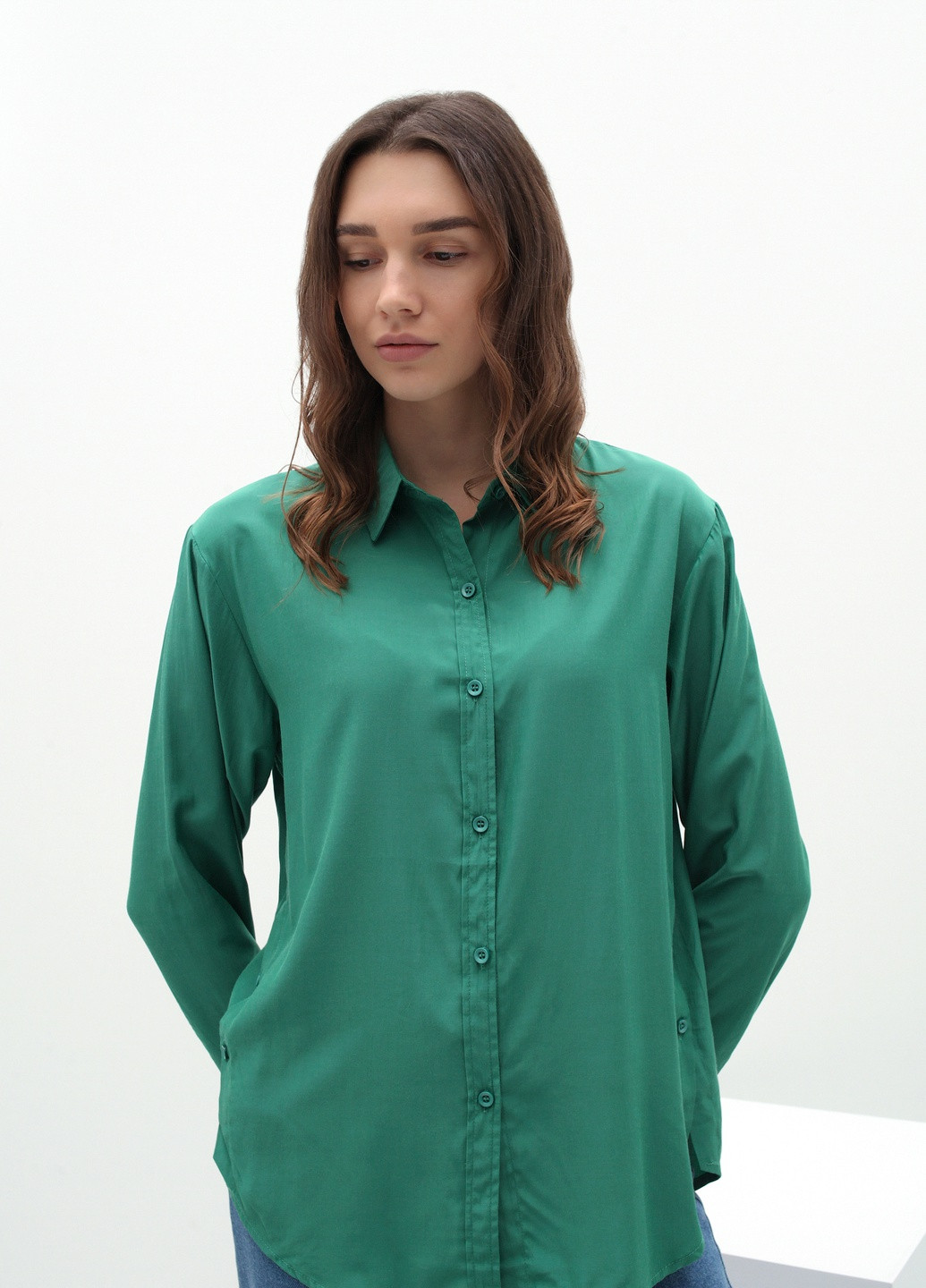 Зеленая кэжуал рубашка No Brand