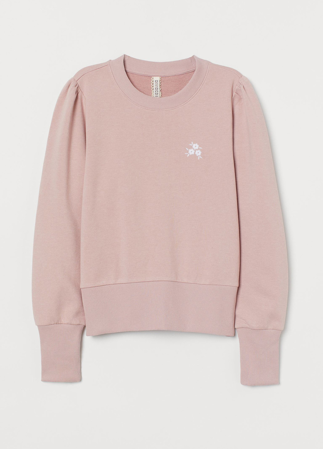 Розовый свитшот H&M однотонный вышивка (220743813)