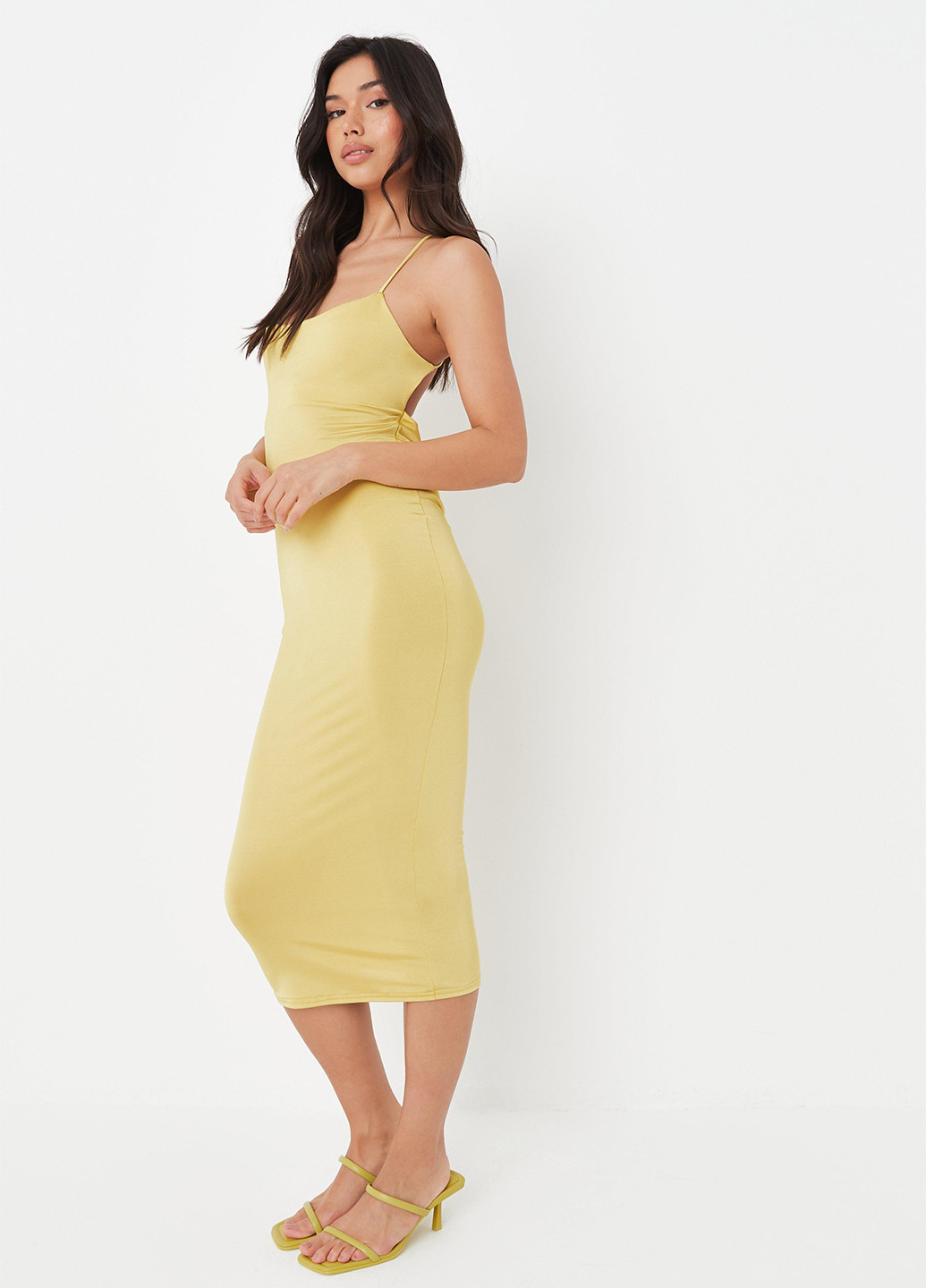 Жовтий коктейльна сукня з відкритою спиною Missguided однотонна
