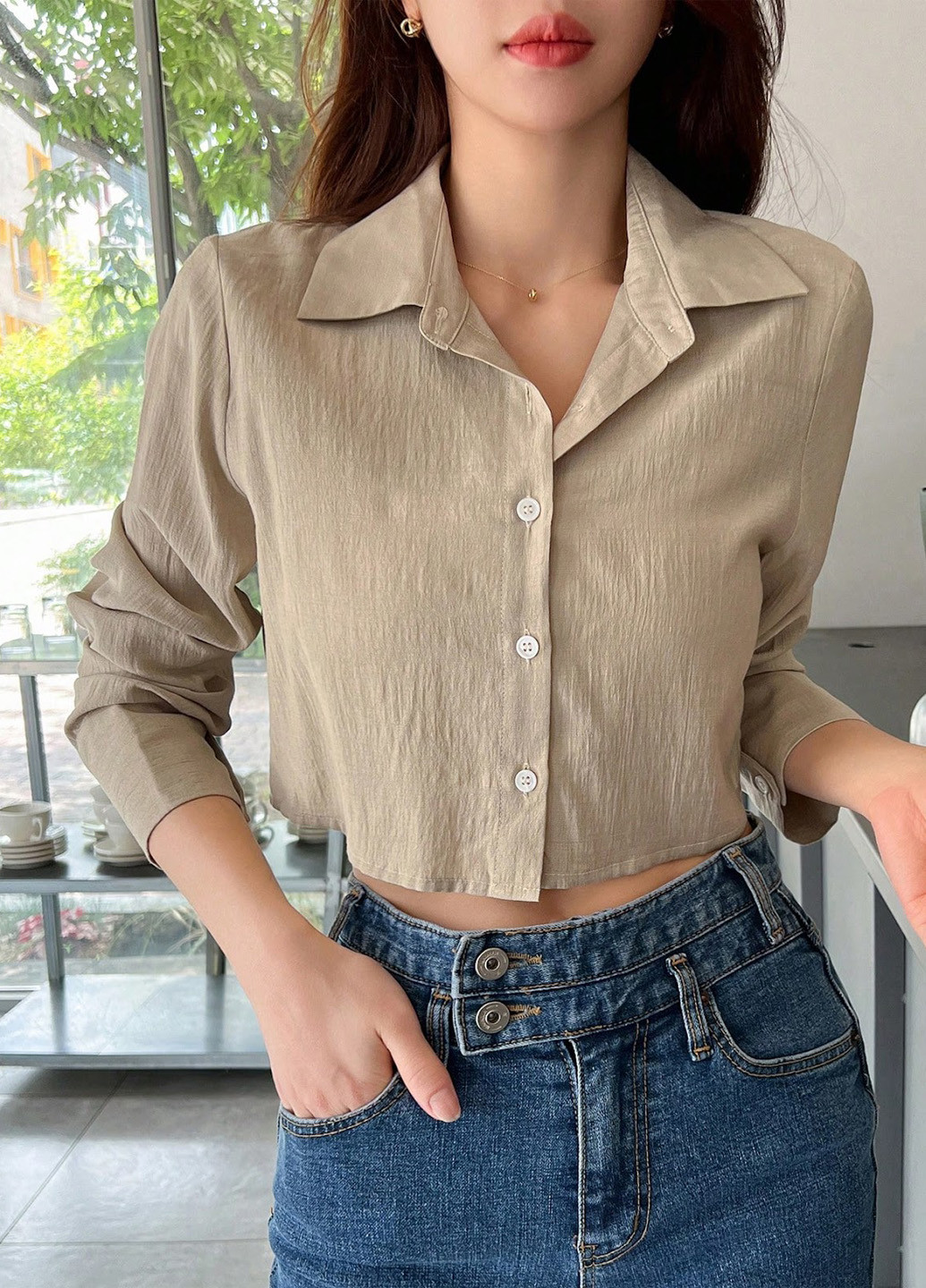 Светло-бежевая блуза SHEIN