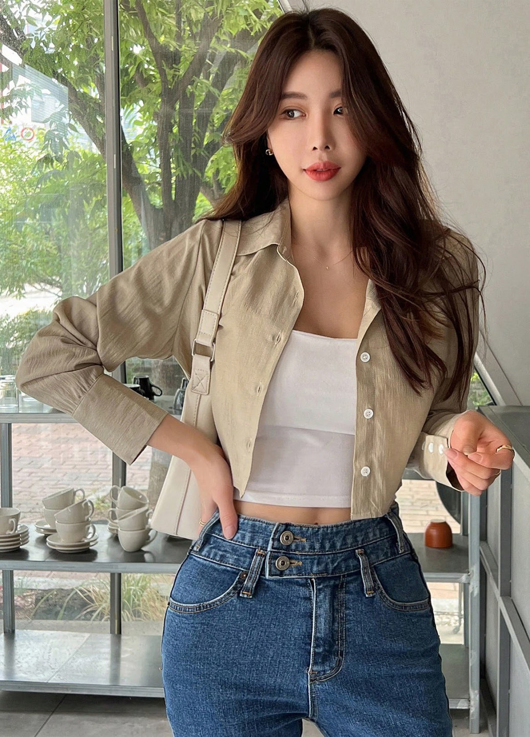 Светло-бежевая блуза SHEIN