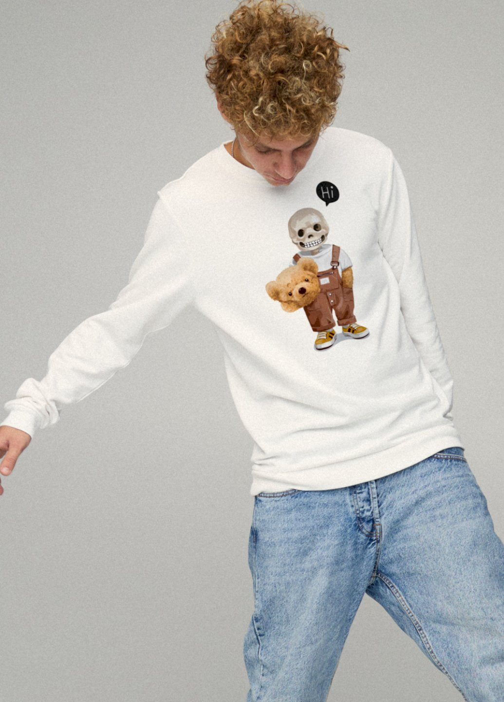 Білий світшот чоловічий basic /no flis/ YAPPI малюнок (251791428)