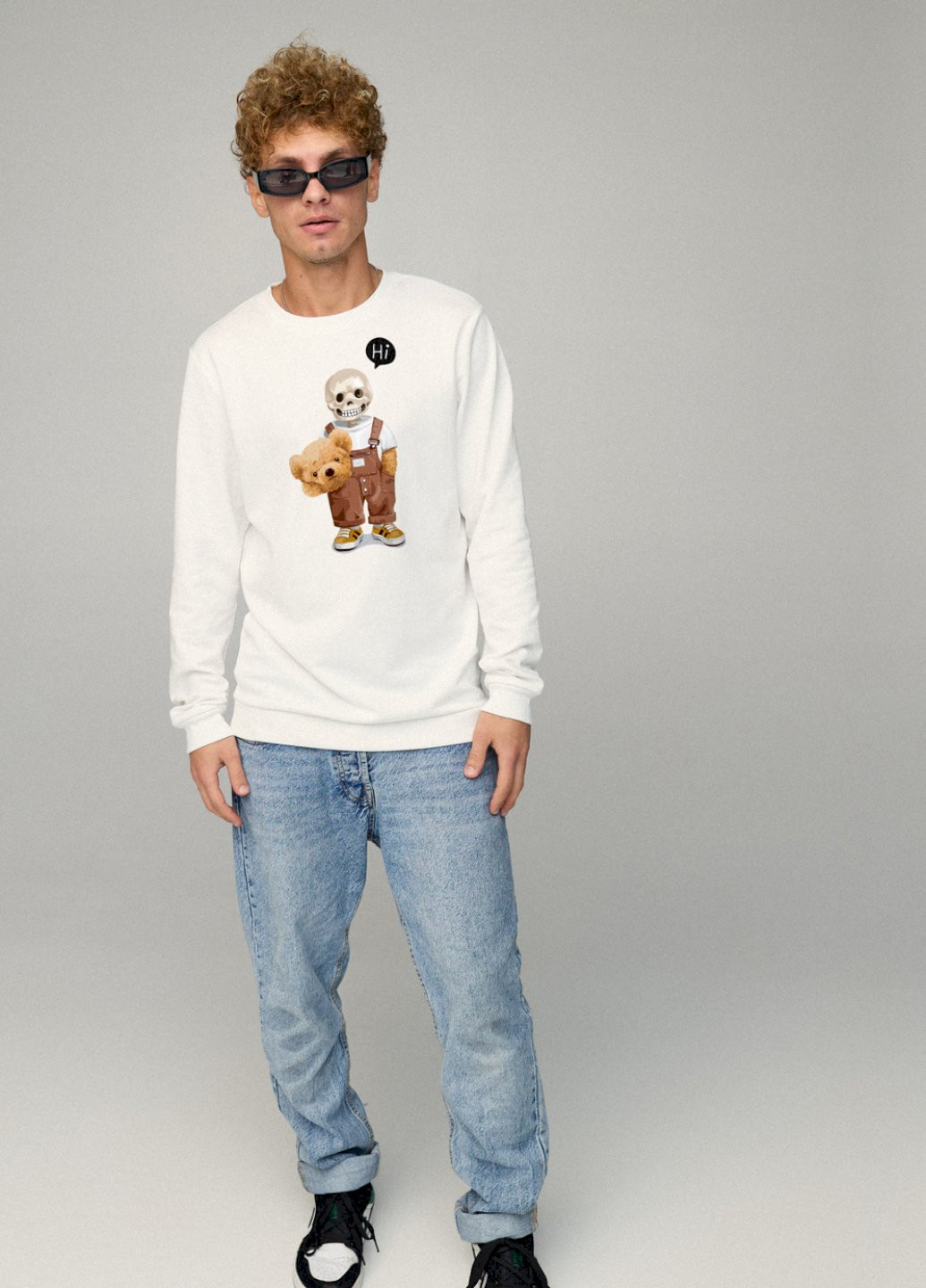 Білий світшот чоловічий basic /no flis/ YAPPI малюнок (251791428)